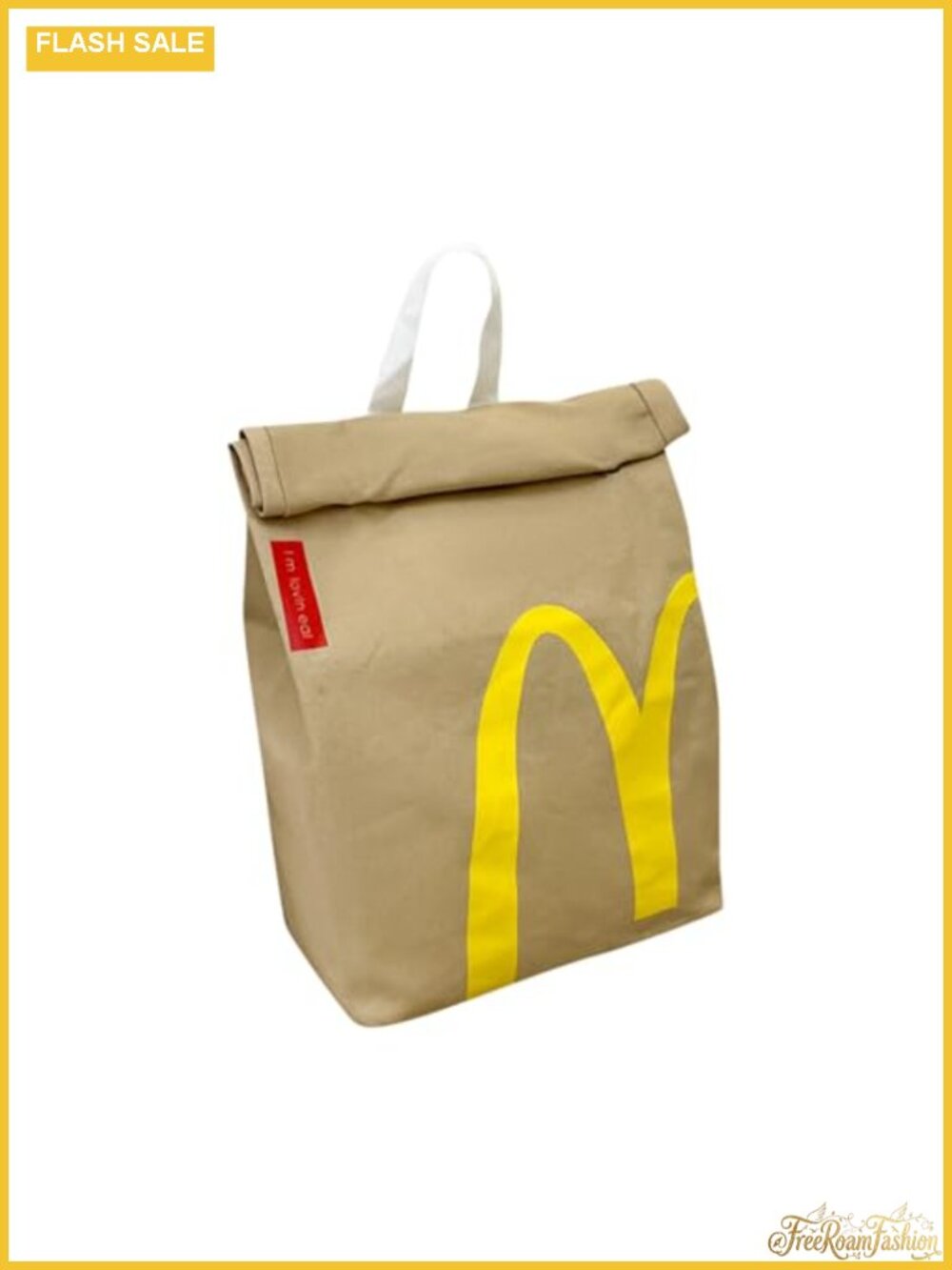 Vintage Fast Food Canvas Roll Top Backpack Tote Adjustable Straps